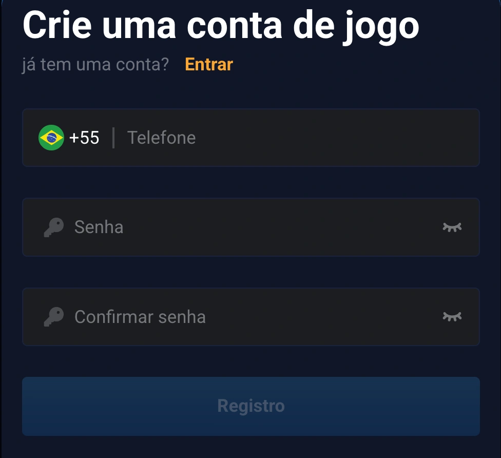 Criando sua conta no 55WW Registro